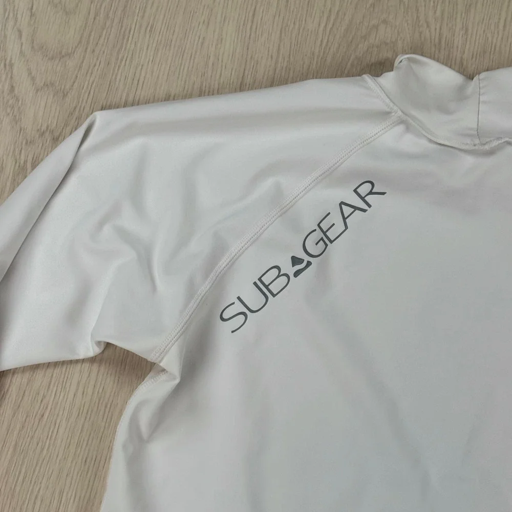 Rash Guard Subgear Mens S White Long Sleeve Mock Neck Surf Swim Shirt